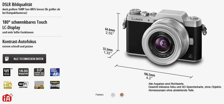 Produktbild Panasonic Dmc Gf7 (16 Mpx, Micro Four Thirds)