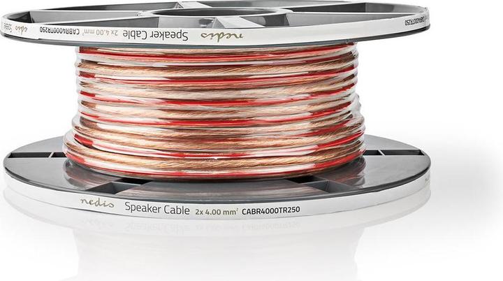 Immagine prodotto Nedis Cavo per altoparlanti 2X 4,00 mm² rame 25,0 m rotolo rotondo PVC trasparente (25 m, 4 mm².)