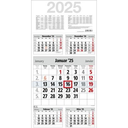 Markenlos Wandkalender Take Five 2025 Spezial Rot D/EN/FR (Spezial) (M5TF)