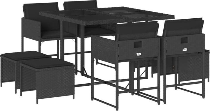 Image du produit VidaXL Meuble de jardin Ensemble de jardin 9pcs. noir Poly rotin (106 cm)