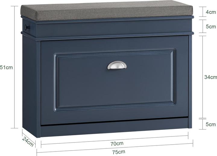 Actual product image SoBuy Schuhschrank mit Klappe (75 x 24 x 52 cm)