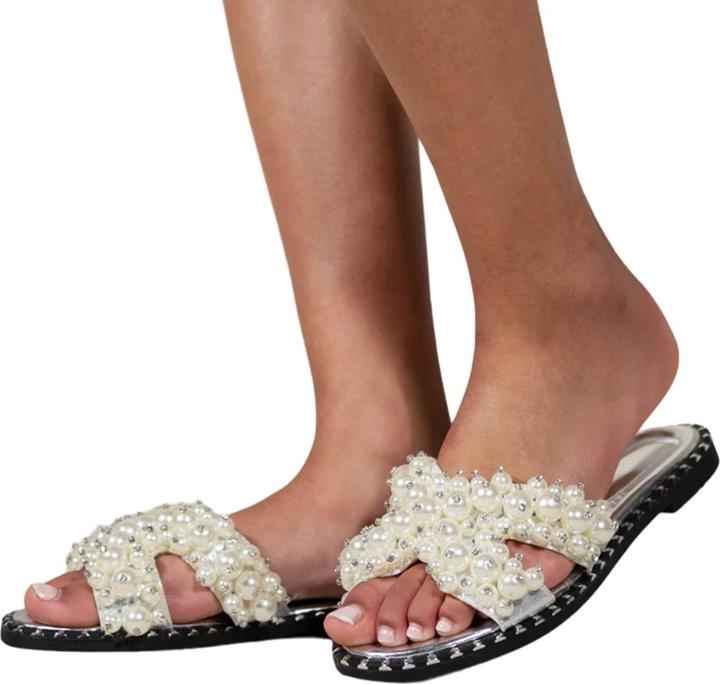 Actual product image Where's That From Womens/Ladies Iona Pearl Wide Flat Sliders (36)