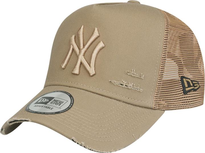 Actual product image New Era Mesh Trucker Cap DISTRESSED New York Yankees khaki