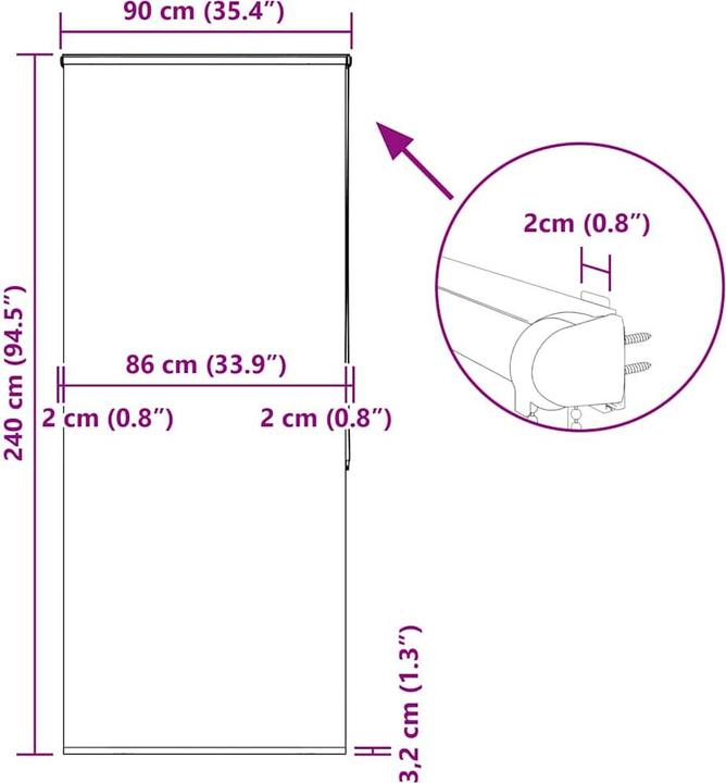 Produktbild vidaXL Duschrollo (90 x 240 cm)
