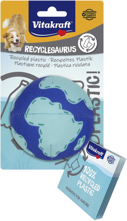 Vitakraft Giocattolo per cani Dino globo, 10 cm, blu reale/turchese (Gioco da masticare per cani)