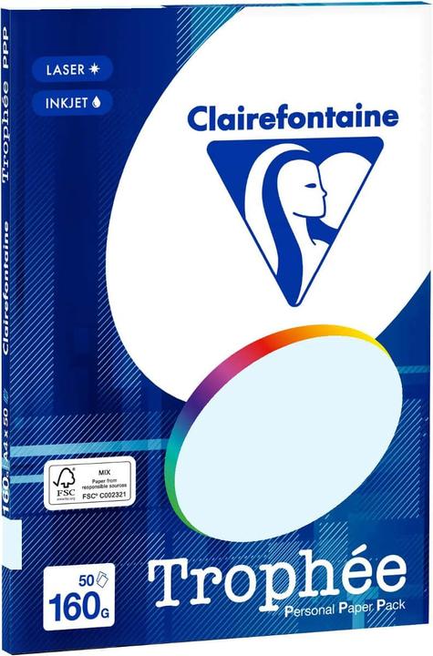 Produktbild Clairefontaine Kopierpapier Trophee A4 160g/qm VE=50 Blatt hellblau (160 g/m², 50 x, A4)
