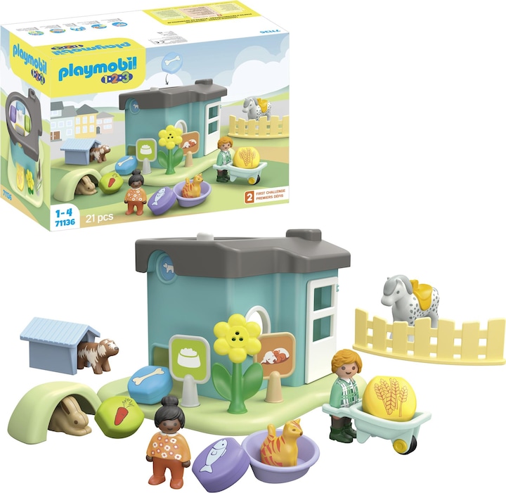 Produktbild Playmobil 71136 1.2.3: Tierpension mit Futterspender (71136, Playmobil 1.2.3)