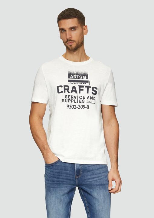 Produktbild S.Oliver T-Shirt Baumwoll-T-Shirt mit Frontprint und Flammgarnstruktur (XL)