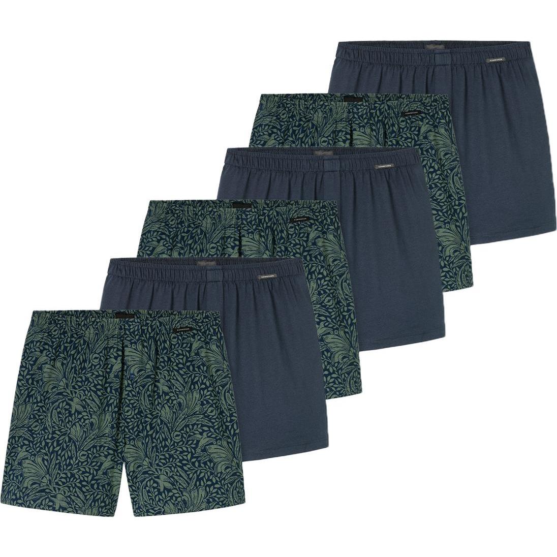 Schiesser, Herren, Unterhosen, 6er Pack Singel-Jersey Boxershorts, Grün, (6, L, 6er Pack)