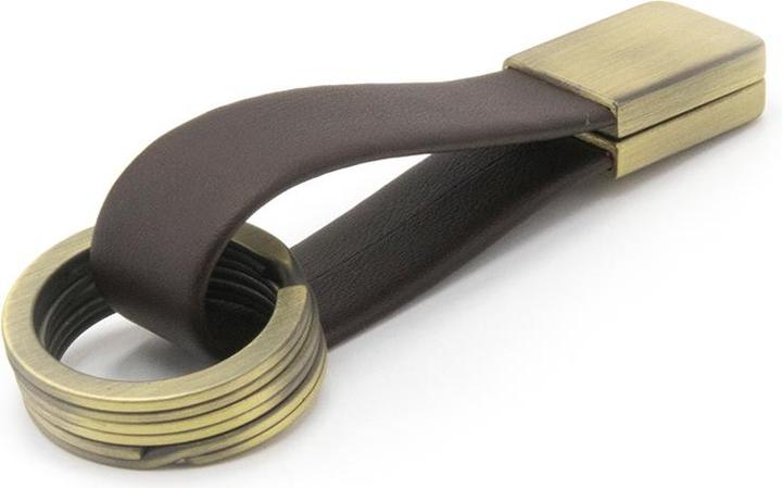 Actual product image Troika TWISTER ANTIK key holder leather loop with "TWIST fastener", brown/antique gold