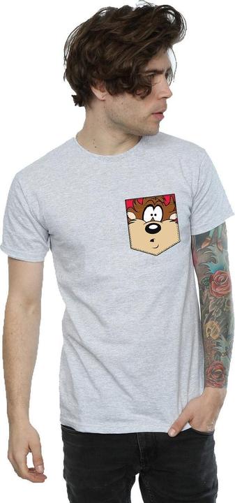 Image du produit Looney Tunes - T-shirt TASMANIAN DEVIL FACE FAUX POCKET - Homme (M)
