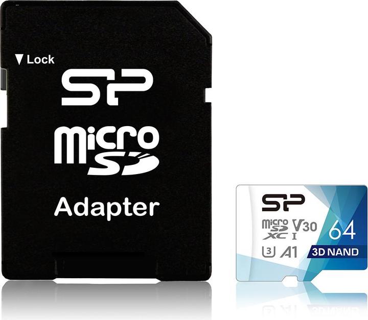Produktbild Silicon Power Superior Pro 64GB microSDXC Ad. (64 GB, microSDXC, U3, UHS-I)