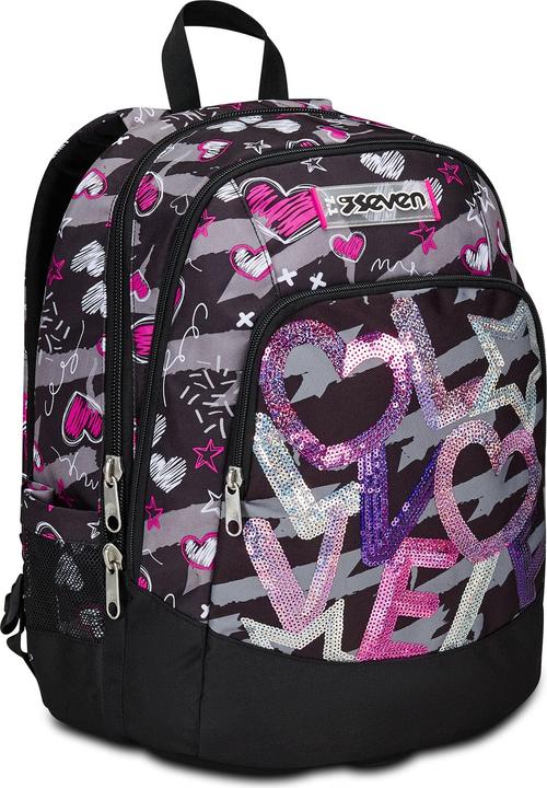 Actual product image Seven Advanced School Backpack Draft Heart Black (32 l)