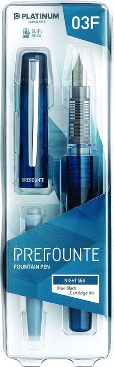 Produktbild Platinum Prefounte Night Sea, F Füllfederhalter in Kunststoffverpackung, auf Blister, blau (1x)