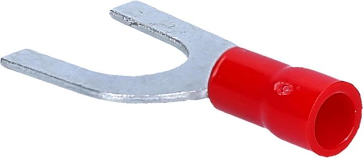 Produktbild Kalitec 100 Stück GKSRU4 Kabelschuhe Gabelkabelschuhe 0,5-1,5mm² I rot teilisoliert I PVC Kragen U4