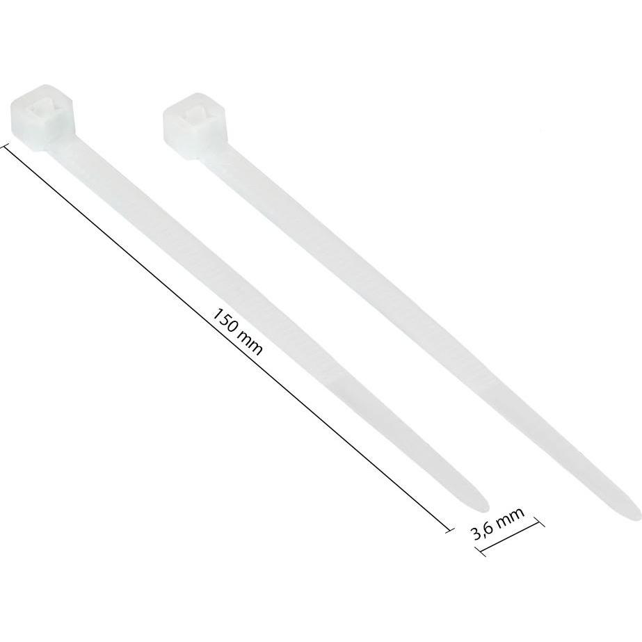 Good Connections, Kabelbinder, Kabelbinder 150 mm x 3,6 mm, transparent, UL, -40 °C bis +85 °C, 100 Stück (Kunststoffkab...