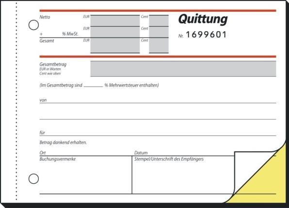 Produktbild Sigel Quittungsblock DIN A6 quer selbstdurchschreibend 1 Durchschlag 50 Bl. (50 x)