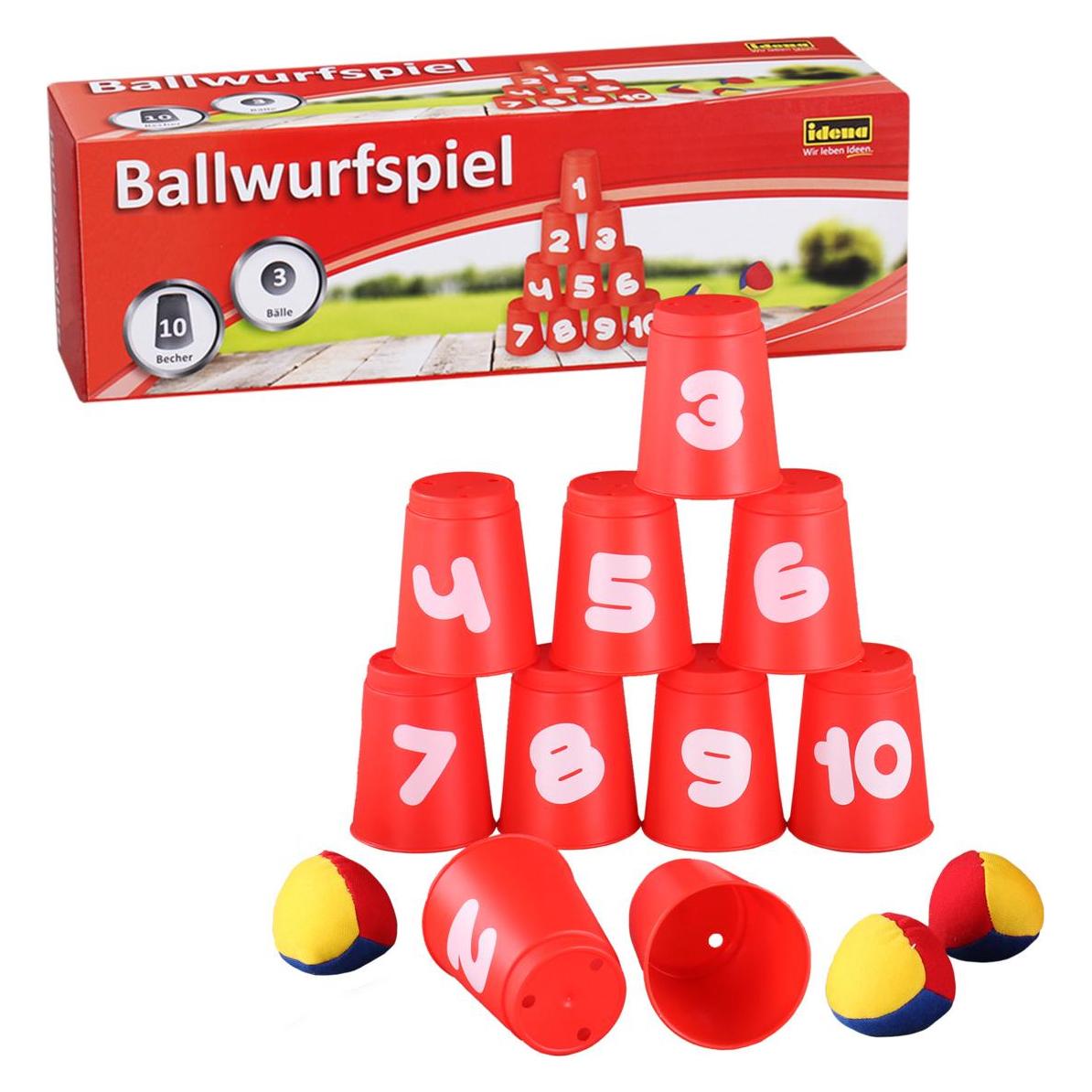 Idena Ballwurfspiel 10 Becher, 3 Wurfbälle (2 - 8 Spieler) (8870)
