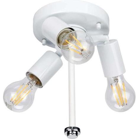 Elstead Lighting, Wandleuchte + Deckenleuchte, Fletcher Deckenleuchte E27 3-fach 35cm Poliertes Chrom Elfenbein (E27)