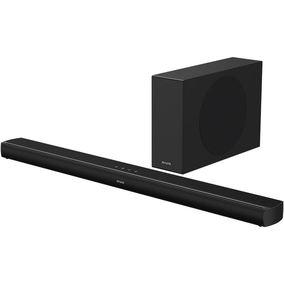 Aiwa Soundbar HE1200SW con subwoofer wireless 21 canali Potenza 120 W RMS Nero (120 W, 2.1 canali), Soundbar, Nero