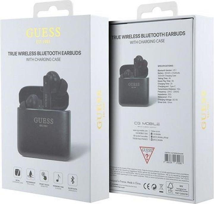 Immagine prodotto Guess słuchawki Bluetooth GUTWSSU20ALEGK TWS + stacja dokująca czarny/nero Logo stampato (5 h, Senza fili)