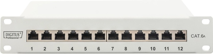 Immagine prodotto Digitus CAT 6A Patch Panel, schermato, 12 porte, 1HE, 10", grigio