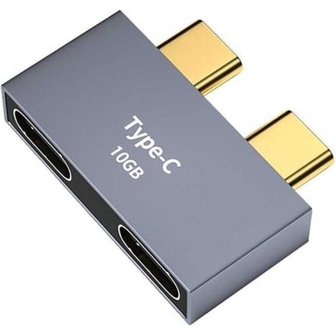 PowerGuard Doppel USB-C auf Dual USB-C 3.1 Space Adapter für Apple MacBook, Dockingstation + USB Hub, Grau