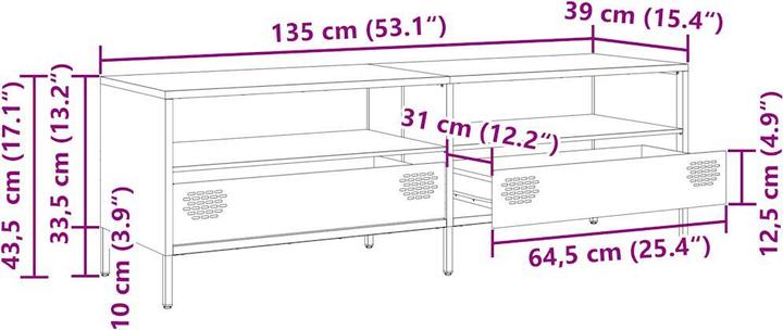 Image du produit vidaXL Armoire TV Lowboard Meuble TV Table de télévision Acier laminé à froid