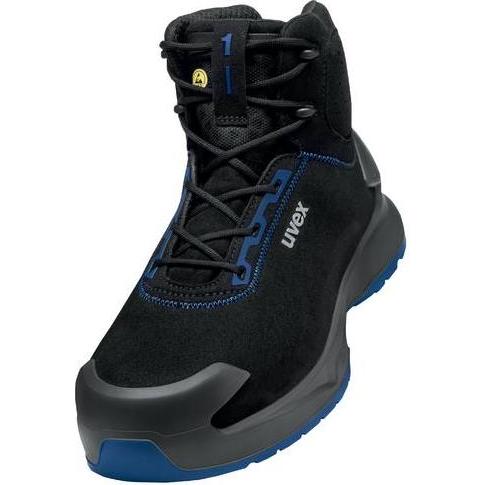Uvex Safety, Sicherheitsschuhe, uvex 1 x-craft Stiefel S2 68158 schwarz, blau Weite 11 Grösse 44 (S2, 44)