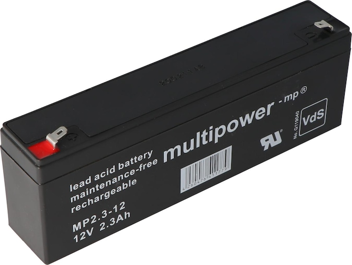Actual product image Multipower Battery MP2.2-12 Lead acid battery, 4.8mm Faston connector MP2.2-12 (12 V, 2.20 Ah)