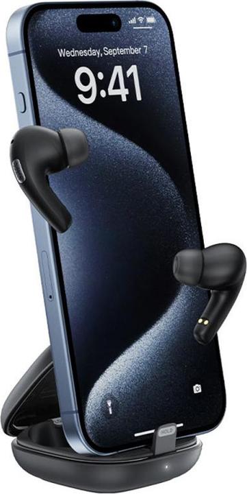 Actual product image Acefast W4 TWS in-ear headphones with wireless phone stand function - white (7 h, Wireless)