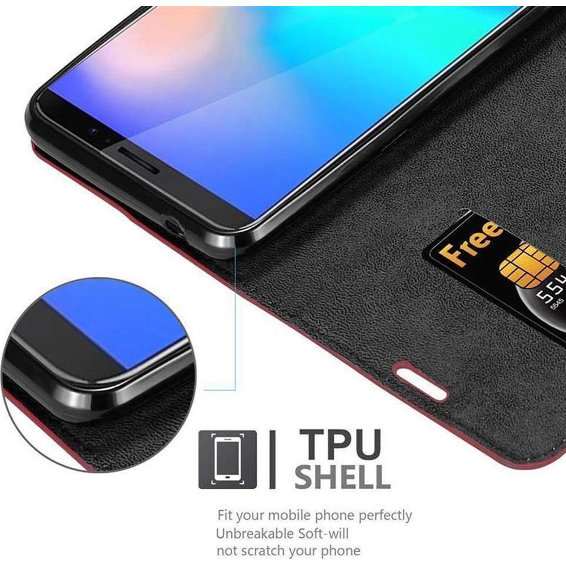 Thumbnail - Cadorabo Book Invisible Magnet Cover (Samsung Galaxy J3 Pro), Smartphone Hülle, Rot