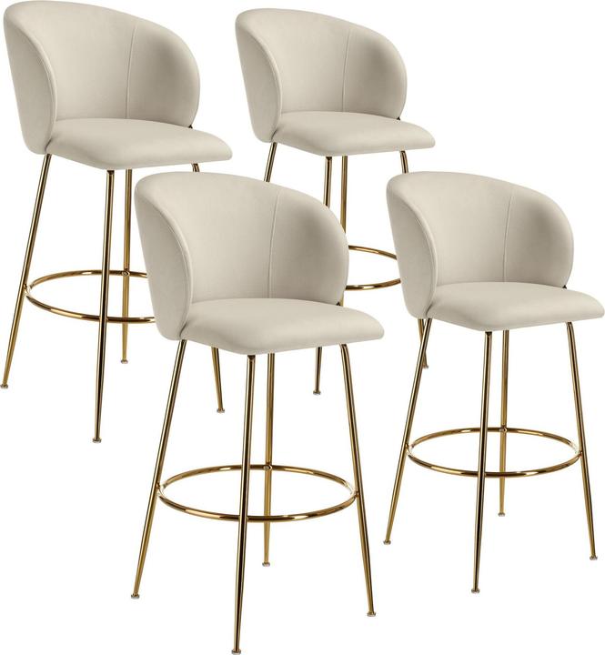 Image du produit tectake Tabouret de bar Luana, avec dossier, aspect velours