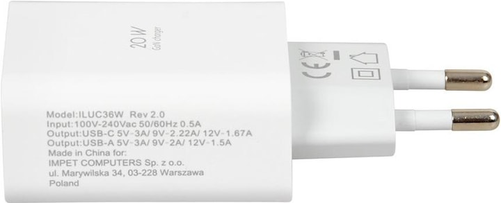 Actual product image iBox Travel charger I-BOX C-36 PD20W white (20 W)