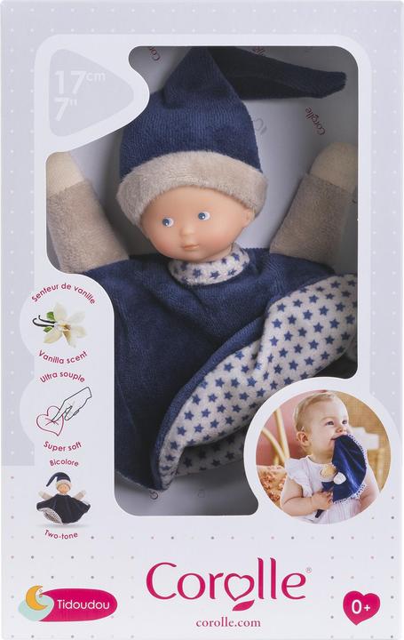 Corolle Tidoudou – Marineblaues Kuscheltuch, 17 cm