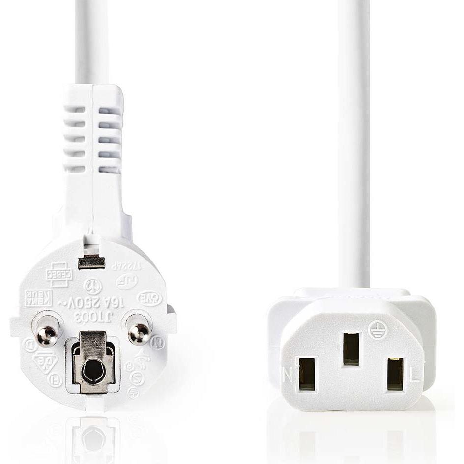 Thumbnail - Nedis Stromkabel Schutzkontaktstecker IEC-320-C13 Abgewinkelt Gerade Vernickelt 3.00 m (3 m), Stromkabel