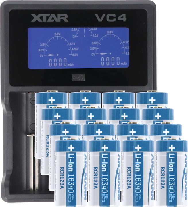 Image du produit Fenix Pile CR123 A 16 pièces et chargeur rapide LCD (CR123A, Piles rechargeables + chargeur)