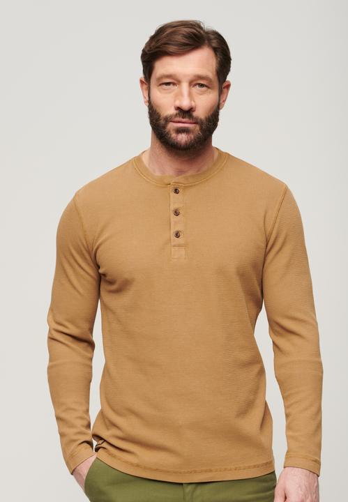 Immagine prodotto Superdry Langärmeliges Oberteil mit Waffelmuster und halber Knopfleiste (L)