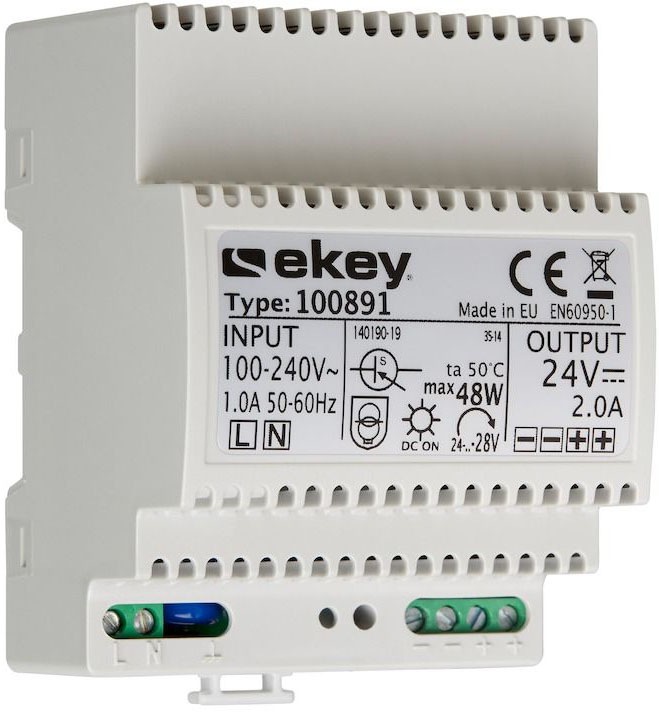 Actual product image Ekey DIN rail power supply 100891 230VAC - 24V DC 2A