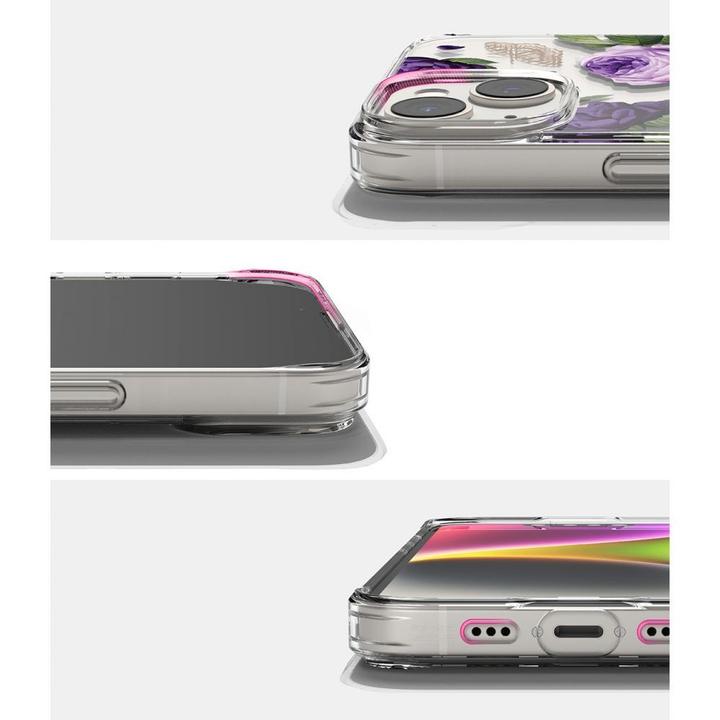Actual product image Ringke Fusion Design Armored Case Cover with Gel Frame for iPhone 14 Plus transparent (Purple rose) (Apple iPhone 14 Plus)