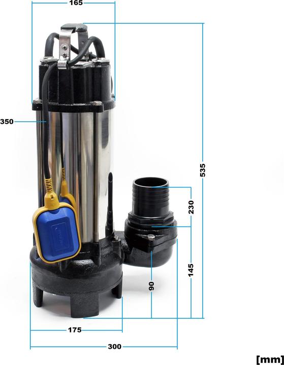 Produktbild Wiltec Schmutzwasserpumpe Schwimmerschalter Häcksler 31200 L/h 2200 W Eintauchtiefe 5 m (Schmutzwasserpumpe)
