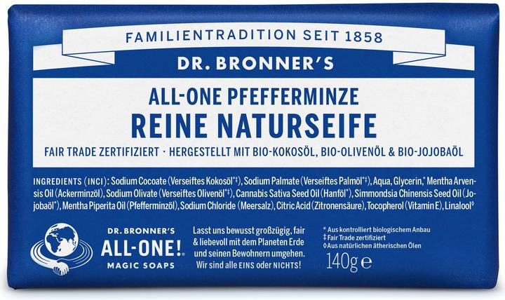 Dr. Bronner's Peppermint Pure-Castile (Hard soap, 140 g)