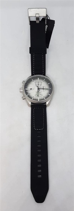 Produktbild Diesel DZ4483 MS9 Chrono Analoge Herren Quarz Uhr Silikon, Edelstahl, Schwarz/Silber (Chronograph, 47 mm)