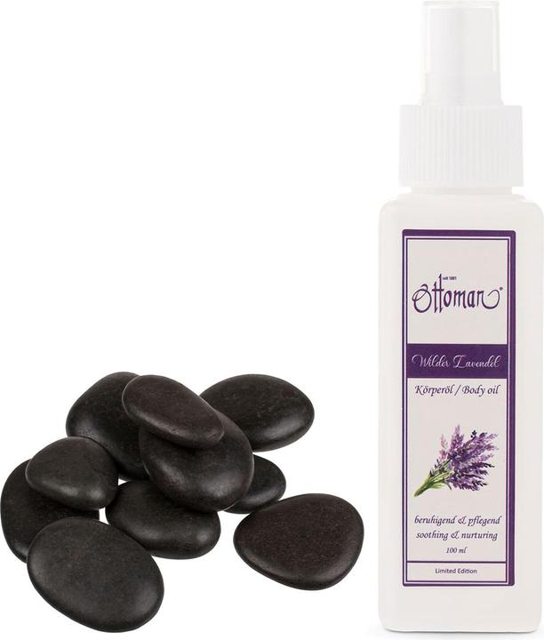 Ideoon Wellness-Set mit 9 Massage-Steinen & Lavendel-Körperöl (100 ml)