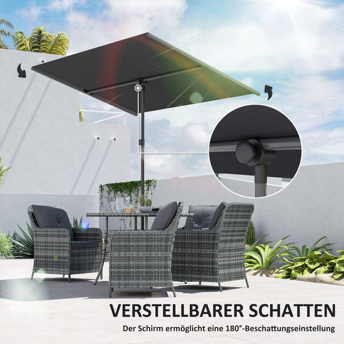 Immagine prodotto Swisshandel24 Sonnenschirm 180 Grad drehbar Höhenverstellbar Alu 150x205cm Dunkelgrau (2.05 m)