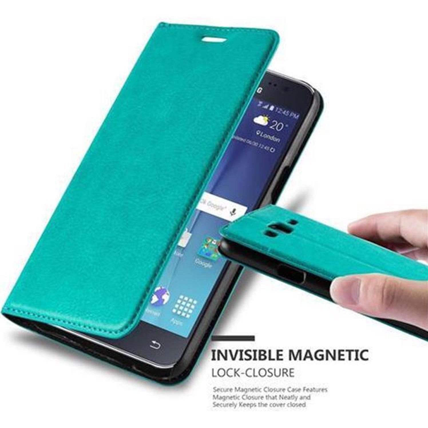 Cadorabo Book Invisible Magnet Cover (Samsung Galaxy J5 (2015)), Smartphone Hülle, Türkis