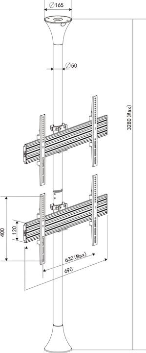 Produktbild Multibrackets Boden-Deckenhalter 2x, 40"-65", VESA 100x100