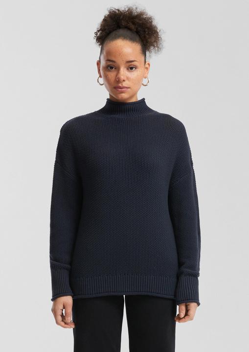 Produktbild s.Oliver Strickpullover Strickpullover mit Stehkragen aus Baumwollmix (XS)