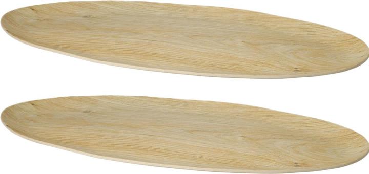 Excellent Houseware 2er-Set Ovale Servierplatte aus Melamin in Holzoptik-Design, 43 x 20 x 1,6 cm