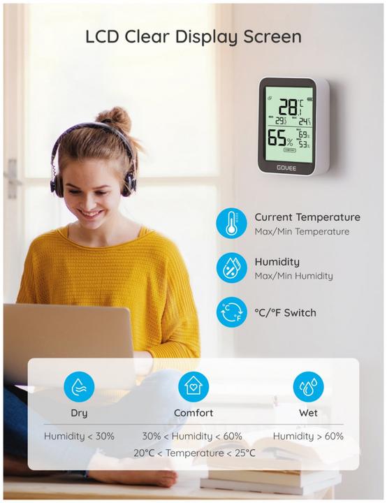 Image du produit Govee Thermomètre hygromètre Bluetooth avec écran